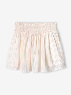 Gestreepte meisjesrok met glanzende draad ecru
