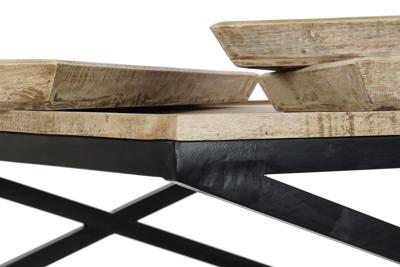 Hoofdtafel DKD Home Decor Zwart Natuurlijk Hout Metaal 120 x 120 x 55 cm Hoofdtafel DKD Home Decor Zwart Natuurlijk Hout Metaal 120 x 120 x 55 cm