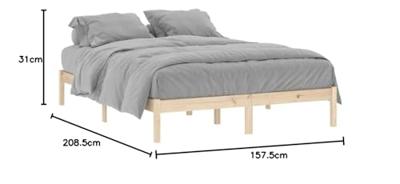 Bedframe zonder matras massief grenenhout 152x203 cm Queen