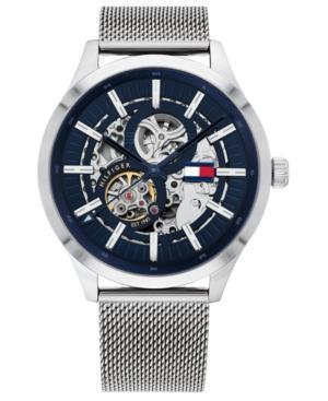 Tommy Hilfiger Automatisch roestvrijstalen mesh-armbandhorloge voor heren, 44 mm