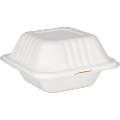 Bak | Bagasse (suikerrietpulp) | hamburgerbox | 150x78mm | wit | 500 stuks Bak | Bagasse (suikerrietpulp) | hamburgerbox | 150x78mm | wit | 500 stuks