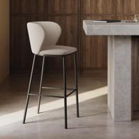 Kave Home Barstoel 'Ciselia' Chenille (zithoogte 65cm), kleur beige - thumbnail