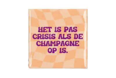 Daan Kromhout Design tegeltje keramiek champagne 10x10cm oranje