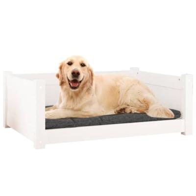 vidaXL Hondenmand 75,5x55,5x28 cm massief grenenhout wit, hondenbed, puppybed, hondenbedden, puppymand, huisdierenmand, puppymanden, puppybedden