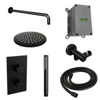 Black Edition thermostatische inbouw regendouche set met 3-weg omstelling, mat zwart - thumbnail