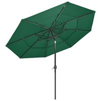 VidaXL Parasol 3-laags met aluminium paal 3 m groen - thumbnail