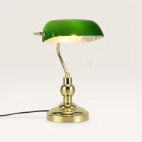 Bankierslamp Arvion verde - Met prachtige groene kap van glas, gouden voet en trekkoordschakelaar - Zonder lichtbron - thumbnail