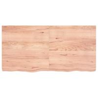 Tafelblad 120x60x(2-6)cm behandeld massief eikenhout lichtbruin - thumbnail