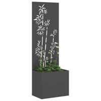 VidaXL Tuin privacy screen bloemen zwart 50 x 140 cm koudgewalst staal - thumbnail
