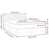 Boxspring met matras fluweel lichtgrijs 160x210 cm - thumbnail