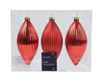 Olijf glas d6h13 cm kerstrood 3st Decoris - Decoris - thumbnail