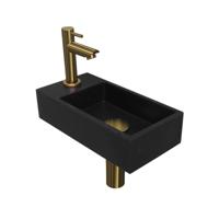 INK - Fonteinpack Quartz Links incl. Fonteinkraan - Design Sifon - Design Plug en Montageset - 360x180x90 Mm - Quartz Zwart/mat Goud - thumbnail