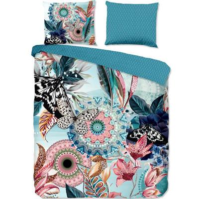 HIP Dekbedovertrek "mandala's en bloemen" - Aqua - (140x200/220 cm) - Katoen Satijn