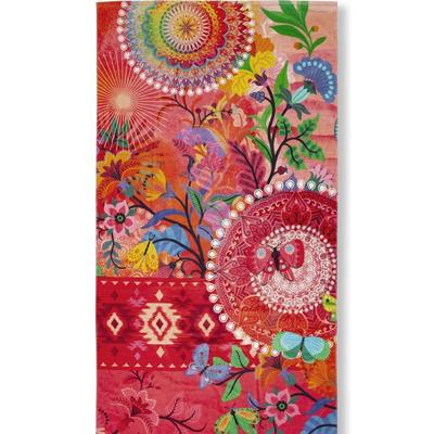 HIP Giselah Strandlaken 100x180 cm - Mandala's & Bloemen - Kleurrijk & Zacht Katoen Velours - Sneldrogend & Absorberend