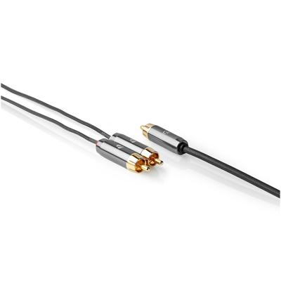 Nedis CATB24000GY30 Subwoofer-kabel Rca Male 2x Rca Male Verguld 3.00 M Rond 4.5 Mm Grijs / Gun Metal Grijs Cover Window Box - thumbnail