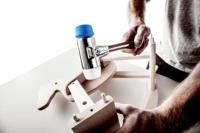 Halder Kunststofhamer | lengte 330 mm hoofd-d. 40 mm | hout | superplastic wit/TPE-soft blauw | 1 stuk - 3117.040 3117.040 - thumbnail