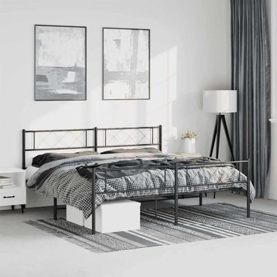 Bedframe met hoofd- en voeteneinde metaal zwart 193x203 cm