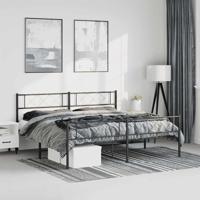 Bedframe met hoofd- en voeteneinde metaal zwart 193x203 cm - thumbnail