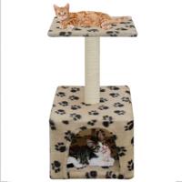 Kattenkrabpaal met sisal krabpaal 55 cm pootafdrukken beige - thumbnail