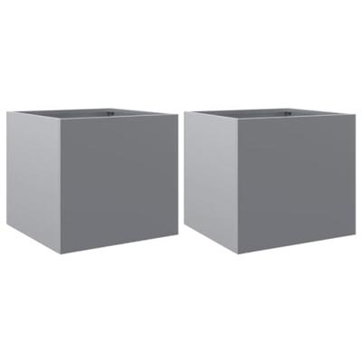 VidaXL Plantenbakken 2 st 32x30x29 cm gegalvaniseerd staal zilverkleur