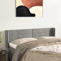 Hoofdbord met randen 147x16x78/88 cm fluweel lichtgrijs - thumbnail