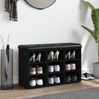 Schoenenbank 82x32x50 cm bewerkt hout zwart - thumbnail