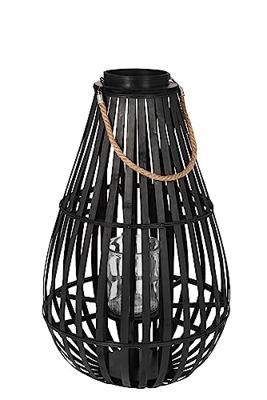 J-Line lantaarn Druppelvorm - bamboe - zwart - medium J-Line lantaarn Druppelvorm - bamboe - zwart - medium