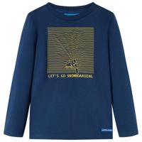 Kindershirt met lange mouwen snowboardprint 104 marineblauw - thumbnail