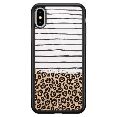 iPhone XS Max glazen hardcase - Leopard lines