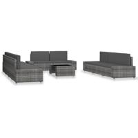 10-delige Loungeset poly rattan grijs - thumbnail