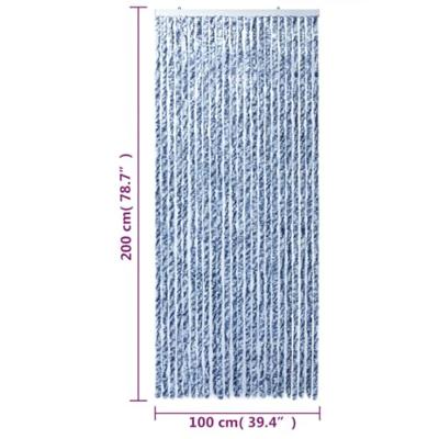 VidaXL Vliegengordijn 100x200 cm chenille blauw en wit VidaXL Vliegengordijn 100x200 cm chenille blauw en wit