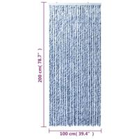 VidaXL Vliegengordijn 100x200 cm chenille blauw en wit - thumbnail