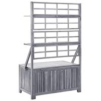 Opbergbox met latwerk 99x55x160 cm massief acaciahout grijs - thumbnail