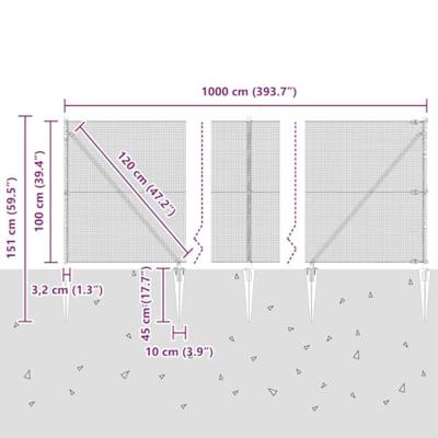 VidaXL Afrasteringspaal groen 10 x 1 m (12 x 12 mm gaas) staal