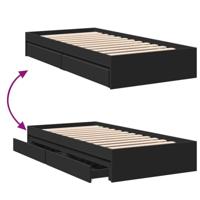 Bedframe met lades bewerkt hout zwart 100x200 cm - thumbnail