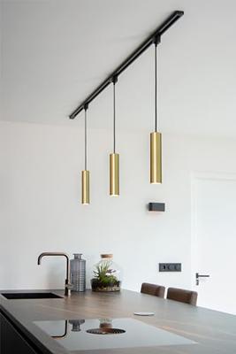 Lucide TRACK FLORIS Hanglamp - 1-fase Railsysteem / Railverlichting - 1xGU10 - Mat Goud / Messing (Uitbreiding)