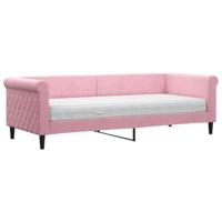 Slaapbank met matras 80x200 cm fluweel roze - thumbnail
