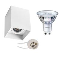 Philips - Opbouwspot Set - Sceneswitch 827 36d - Pragmi Luxina Pro - Gu10 Fitting - Dimbaar - Opbouw Vierkant - Mat Wit - thumbnail