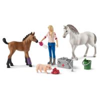 Schleich farm world dierenarts op bezoek bij merrie en veulen 42486 - thumbnail
