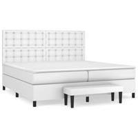 Boxspring met matras kunstleer wit 200x200 cm - thumbnail