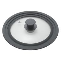 Metaltex pannendeksel 16-20 cm glas/silicone/zwart - thumbnail