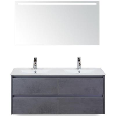 Dante Badmeubelset 120 cm - Beton Antraciet - Keramische Wastafel Wit Enjoy met Sence Spiegel