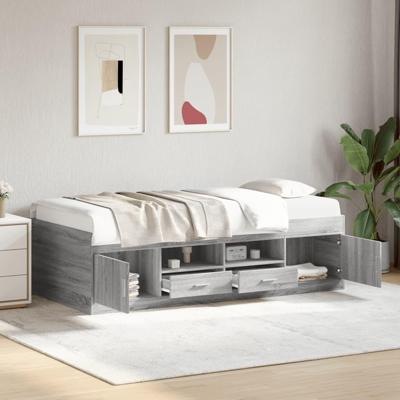 Slaapbank met lades zonder matras 75x190 cm grijs sonoma eiken
