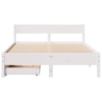 Bedframe zonder matras massief grenenhout wit 120x190 cm