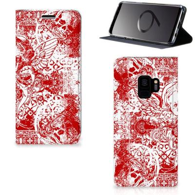 Mobiel BookCase Samsung Galaxy S9 Angel Skull Rood Mobiel BookCase Samsung Galaxy S9 Angel Skull Rood