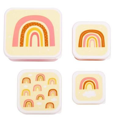 Set van 4 lunchdozen voor kinderen REGENBOOG A Little Lovely Company pastelgeel - thumbnail