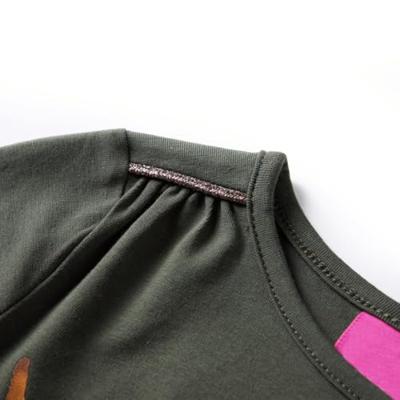 Kindershirt met lange mouwen kattenprint 92 kakikleurig