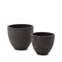 Kave Home Plantenpot 'Serili' Set van 2 stuks, kleur Donkergrijs - thumbnail