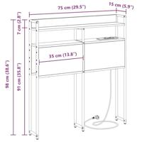 Hoofdbord met plank met opslag Zwart eiken 75 cm Bewerkt hout - thumbnail