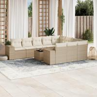 11-delige Tuinset met kussens poly rattan beige - thumbnail